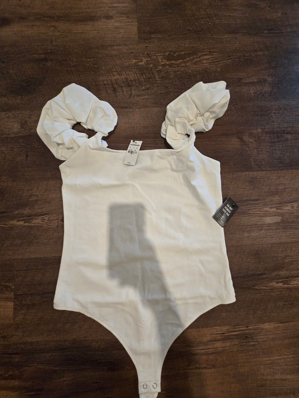 Express White Ruffle Sleeve Bodysuit - Women's Top